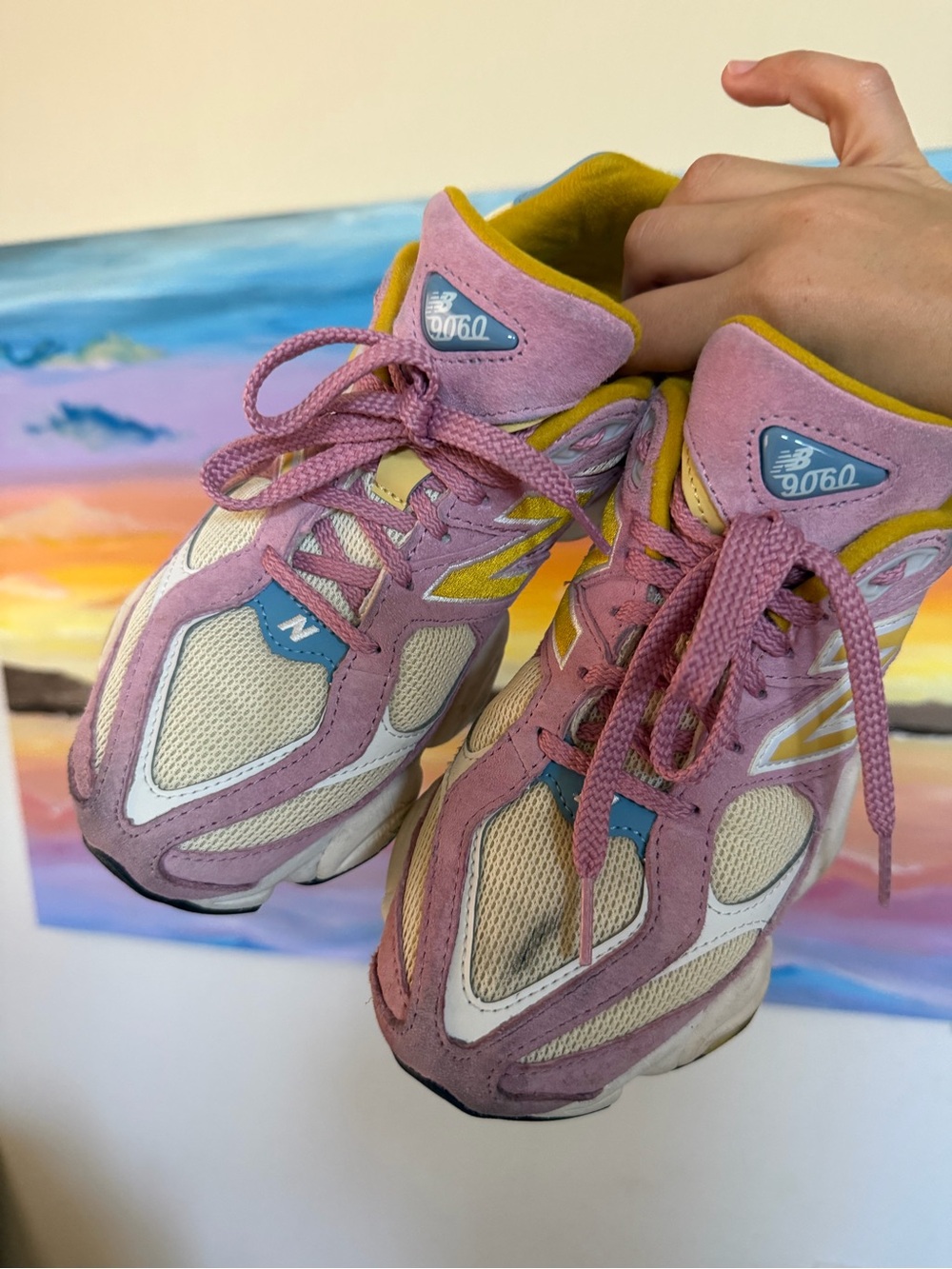 New Balance Women’s 9060 Pink, Cream & Yellow Sneakers